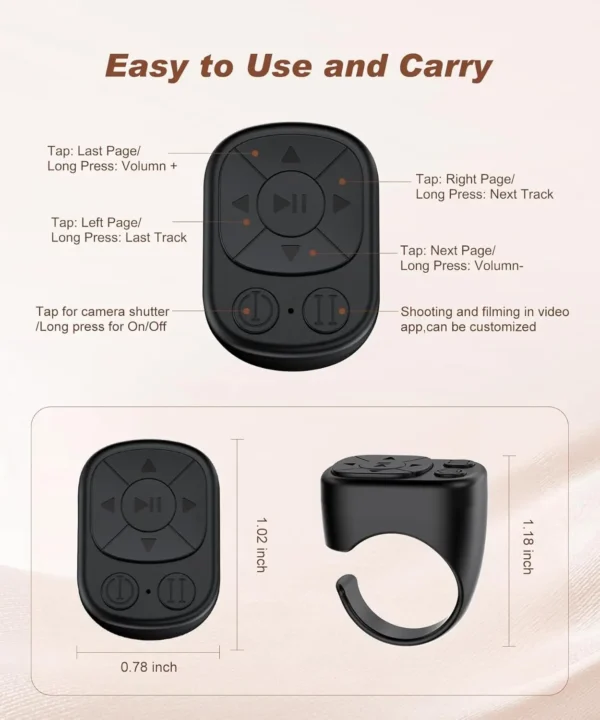 The Wanderer's ScrollMate — Bluetooth Media & Camera Ring Remote